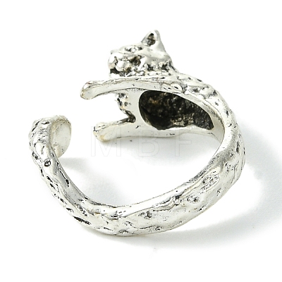 Cat Alloy Open Cuff Rings RJEW-K275-47AS-1