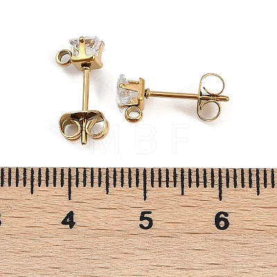 Ion Plating(IP) 304 Stainless Steel Cubic Zirconia Stud Earring Findings STAS-P373-06A-04-1