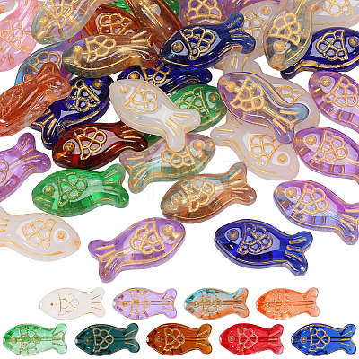 60Pcs Baking Paint Transparent Glass Beads DGLA-SC0001-11-1