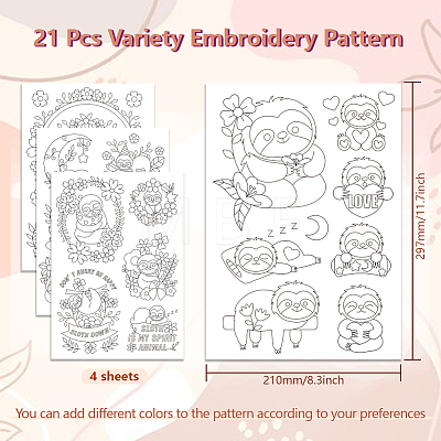 4 Sheets 11.6x8.2 Inch Stick and Stitch Embroidery Patterns DIY-WH0455-199-1