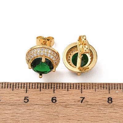 Brass Micro Pave Cubic Zirconia Stud Earrings for Women EJEW-F418-05G-1