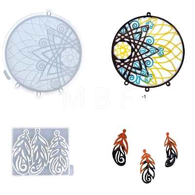 Woven Web with Feather DIY Food Grade Silicone Pendant Decoration Molds PW-WGC2A2E-01-1