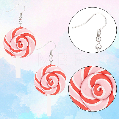 4 Pairs 4 Colors Handmade Polymer Clay Lollipop Dangle Earrings EJEW-FI0001-01-1
