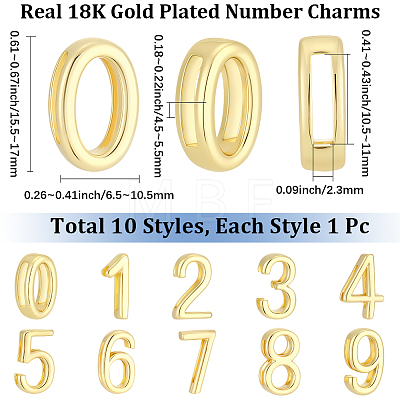 10Pcs 10 Styles Brass Slide Charms KK-BBC0027-79-1