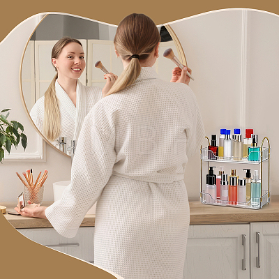 2Pcs Two Layers Plastic Bathroom Wall Storage Rack AJEW-WA0003-69-1