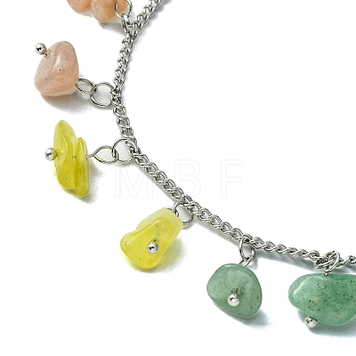 Chakra Theme Natural & Synthetic Mixed Gemstone Nugget Charm Bracelets BJEW-TA00401-1