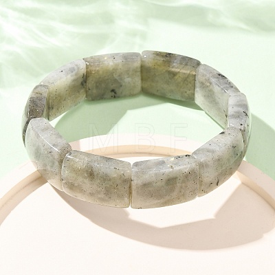 Rectangle Natural Labradorite Beaded Stretch Bracelets for Women Men GG-CBA9ACE-C09-1