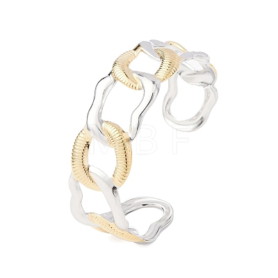 Oval 304 Stainless Steel Cuff Bangles for Women BJEW-B150-06GP-1