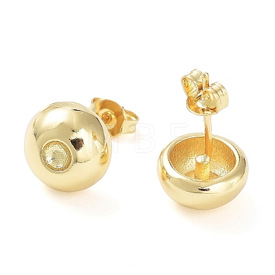 Brass Half Round Stud Earring Findings EJEW-D086-01G-1