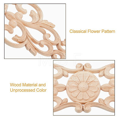 Natural Wood Carved Onlay Applique Craft WOOD-WH0025-69-1