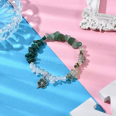 Natural Gemstone Chip Beaded Stretch Bracelets BJEW-JB11193-01-1