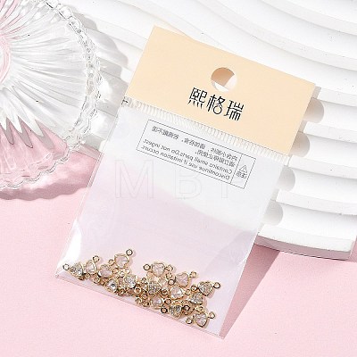 SHEGRACE Brass Pave Clear Cubic Zirconia Heart Connector Charms XGRQ2O671-448G-1