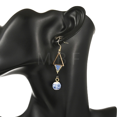 304 Stainless Steel with Cylinder Seed Beads Dangle Earrings EJEW-MZ00810-1
