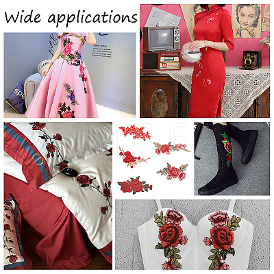 5 Pairs 5 Style 3D Flower Appliques DIY-WR0003-83-1