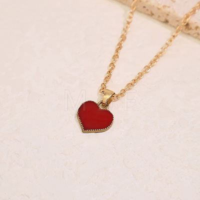 Zinc Alloy Ruby Rhinestone Love Heart Pendant Necklaces for Women TZ8226-1