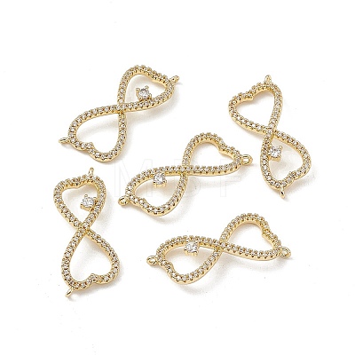 Brass Micro Pave Clear Cubic Zirconia Connector Charms KK-E068-VB392-1