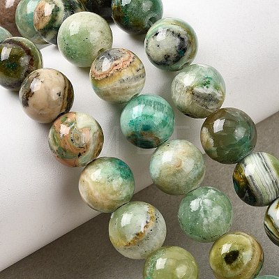 Natural Green Line Jasper  Beads Strands G-L639-A01-8mm-1