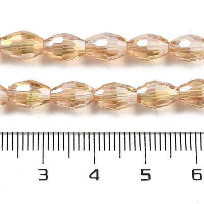 Transparent Electroplate Glass Beads Strands EGLA-A037-T6x8mm-B05-1