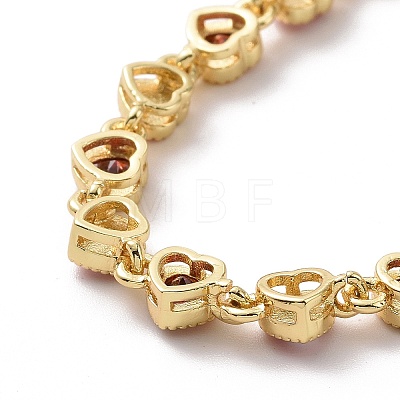 Enamel Evil Eye & Cubic Zirconia Heart Link Chain Bracelet BJEW-H555-01D-1