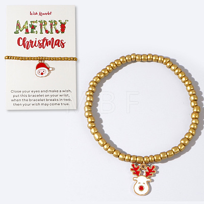 Christmas 304 Stainless Steel Enamel Charm Bracelets LB4238-10-1