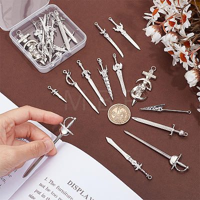 24Pcs 12 Style Alloy & CCB Plastic Big Pendants FIND-UN0002-86-1