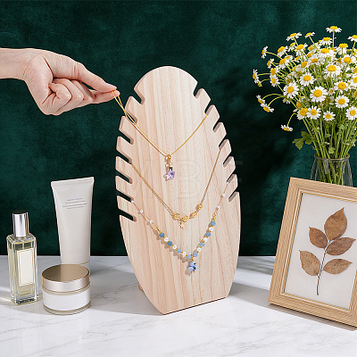 Wood Slant Back Necklace Display Stands NDIS-WH0077-001-1