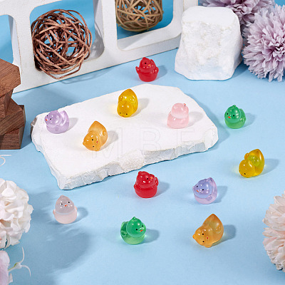 12Pcs 6 Styles Luminous Resin Chick Diaplay Decoration RESI-TAD0001-04-1
