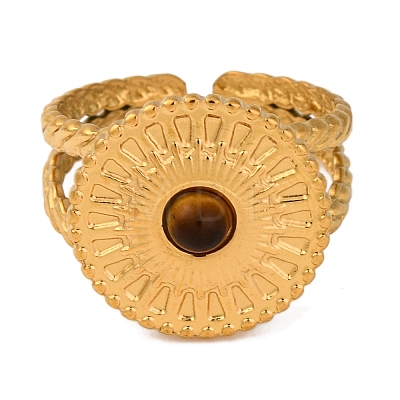 Natural Tiger Eye Finger Rings RJEW-Q822-34G-02-1