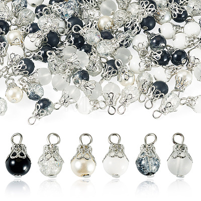100Pcs Mixed Styles Glass Pendants PALLOY-TADJ00009-1