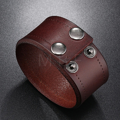 Flat Sided Cowhide Leather Cord Bracelets BJEW-CL0001-59-1