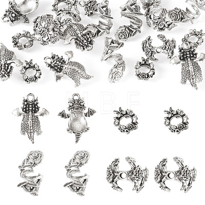 20Pcs 4 Styles Alloy Bead Caps & Spacer Beads & Pendant Cabochons Settings Finding Kits FIND-TA0010-48-1