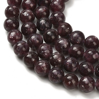 Natural Lepidolite/Purple Mica Stone Beads Strands G-H335-B03-6mm-A-1