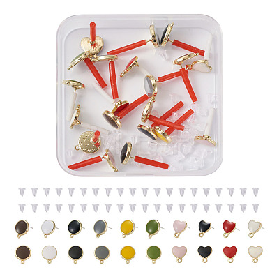 20Pcs 10 Style Alloy Enamel Stud Earring Findings FIND-EL0001-03-1