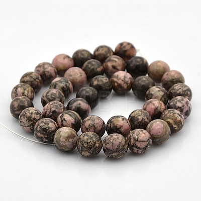 Natural Rhodonite Round Beads Strands G-N0120-17-4mm-1