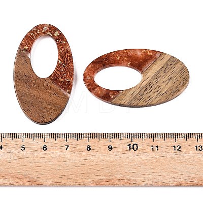 Transparent Resin and Walnut Wood Pendants RESI-T057-02C-1