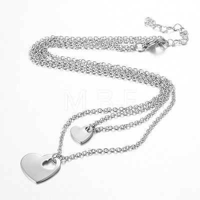 Two Tier Stainless Steel Necklaces NJEW-JN01246-1