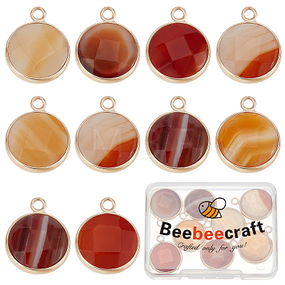 Beebeecraft 10Pcs Natural Red Agate Dyed Pendants G-BBC0001-37B-1