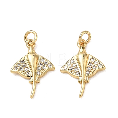 High Polished Ocean Brass Micro Pave Clear Cubic Zirconia Pendants CU-CBAF3CF-02O-01-1