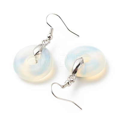 Opalite Donut Dangle Earrings EJEW-G300-01P-04-1