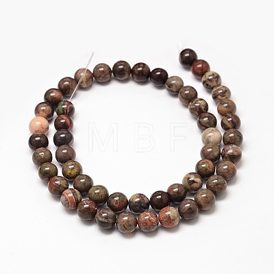 Natural Rainforest Agate Round Bead Strands X-G-P075-45-6mm-1