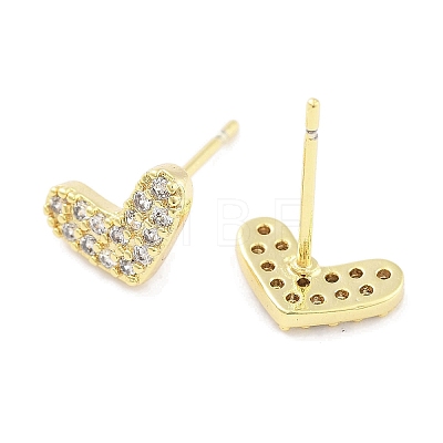 Brass Micro Pave Clear Cubic Zirconia Studs Earring for Women EJEW-S217-A11-1