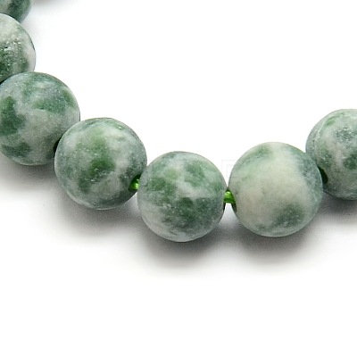 Frosted Natural Green Spot Jasper Round Bead Strands G-M064-4mm-10-1