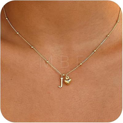 Brass Initial and Heart Pendant Necklaces for Women FS-WG01F32-10-1