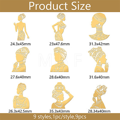 9Pcs 9 Styles Nickel Decoration Stickers DIY-WH0450-046-1