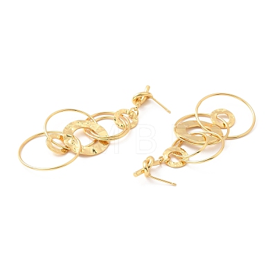 Brass Interlocking Rings Dangle Stud Earrings for Women EJEW-F281-09G-1