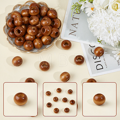 50Pcs Spray Painted Wood European Beads WOOD-PA0001-78A-1