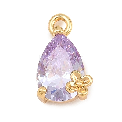 Brass Micro Pave Cubic Zirconia Charms KK-D265-01B-G-1
