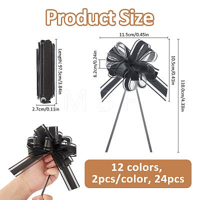 24Pcs 12 Colors Plastic Pull Bows AJEW-FH0008-99-1