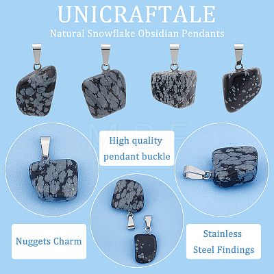 Unicraftale 24Pcs Natural Snowflake Obsidian Pendants G-UN0001-16B-1