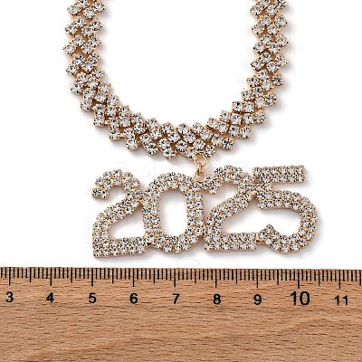 Brass Full Crystal Rhinestone 2025 Pendant Necklaces for Women NJEW-Q005-01G-1